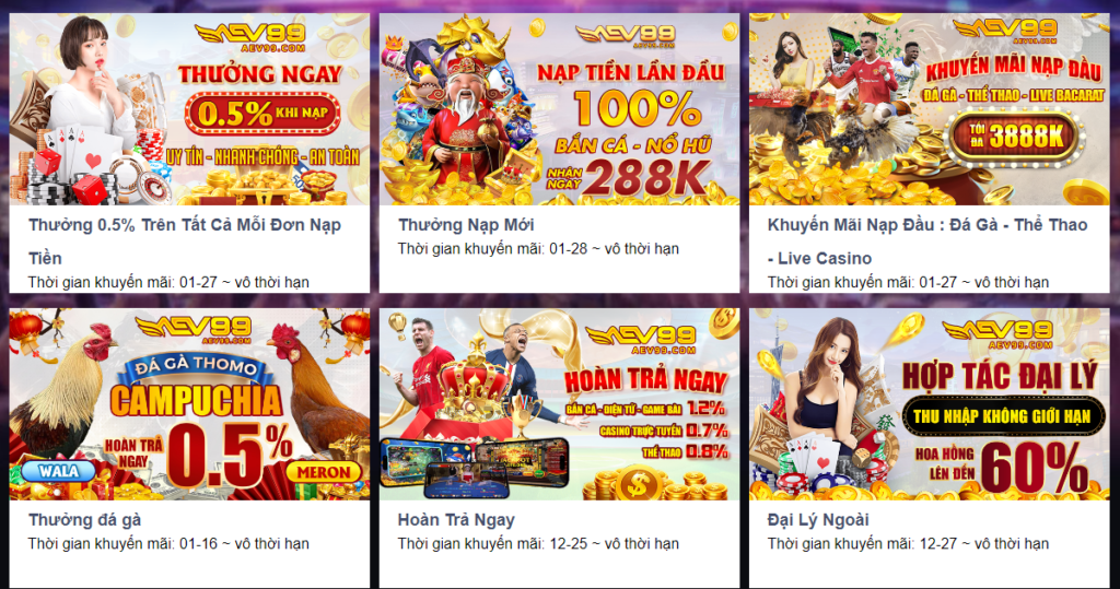 AEV99 khuyến mãi - các trò chơi casino trực tuyến